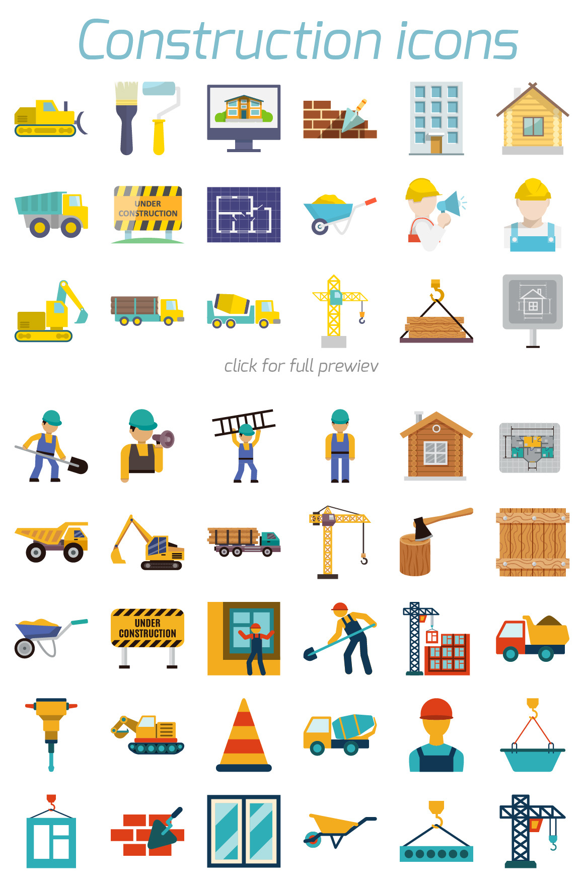 48 construction icons in flat style, an Icon by Macrovector