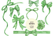 Watercolor Green Bows Collection, an Object Illustration by Natikka Art (Thumbnail 1 of 2)