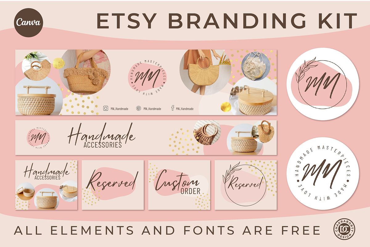 Editable ETSY shop branding kit, a Branding & Logo Template by Chakraborty Design (Photo 1 of 9)