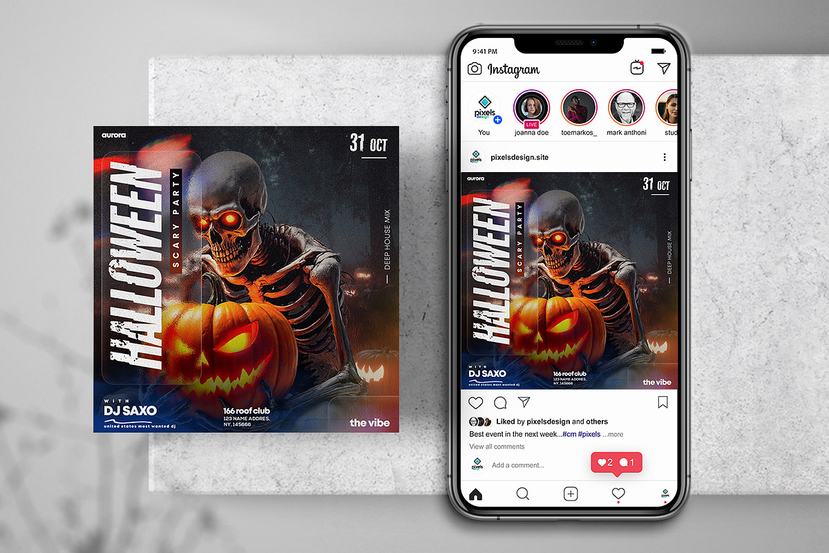 Halloween - Instagram Flyer Template, a Social Media Template by PixelsDesign (Photo 1 of 2)