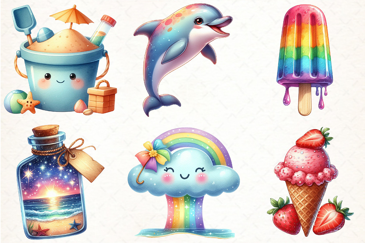 Cute Summer Beach Clipart, an Illustration by Pixels.Craft (Photo 3 of 7)