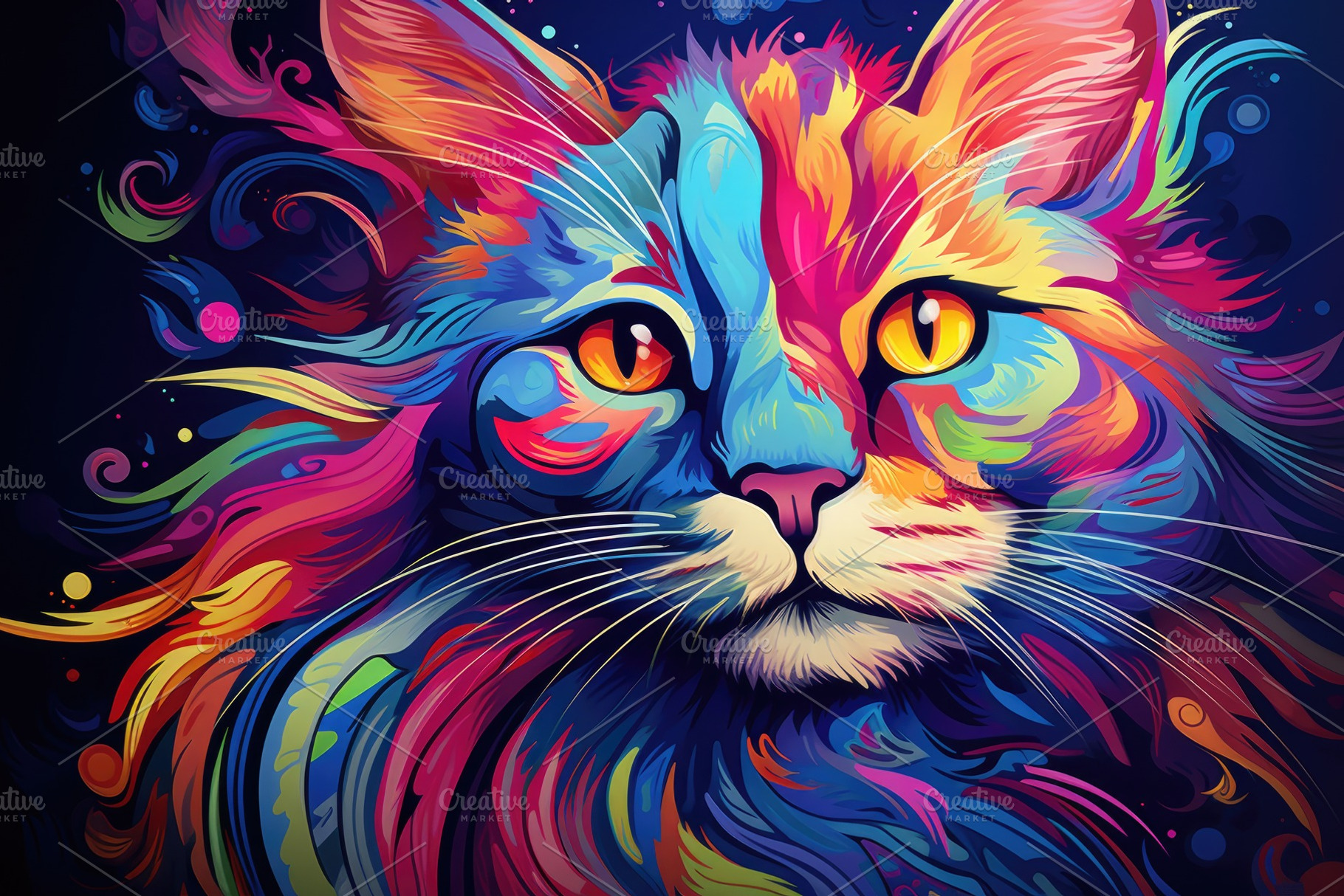 Colorful cat on abstract background., a Photo by Iftikhar Alam