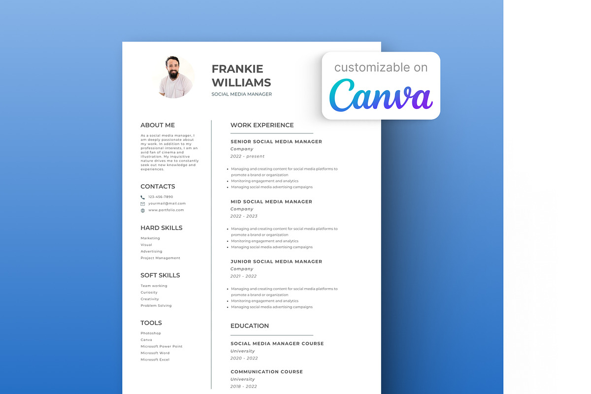 Modern CV Canva Template, a Resume Template by SpaceShop