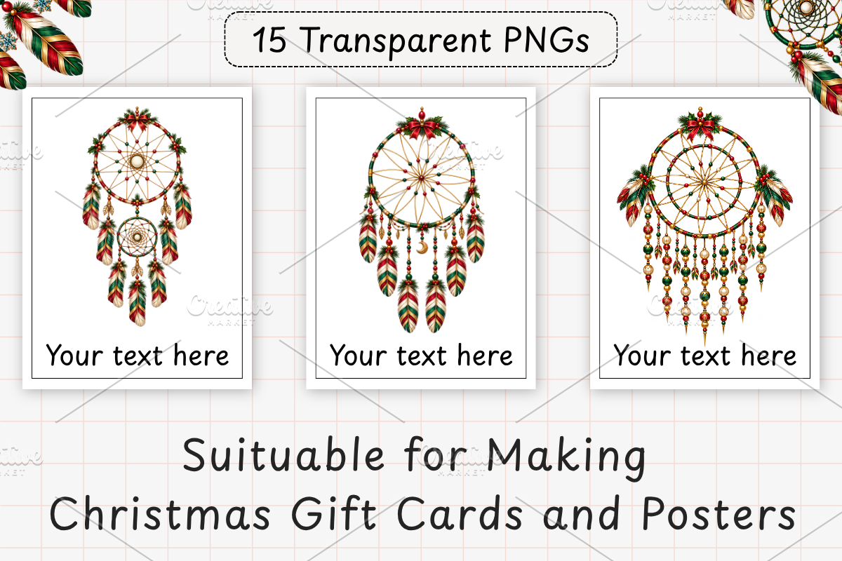 Christmas Dream Catcher Bundle, a Seasonal Illustration by Ink Gallery (Photo 3 of 10)