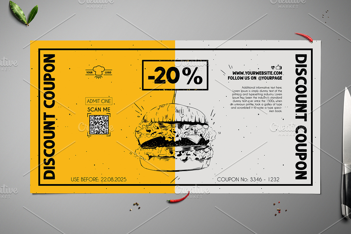 Fast Food Discount Coupon 021, a Card Template by Tzochko (Photo 1 of 8)