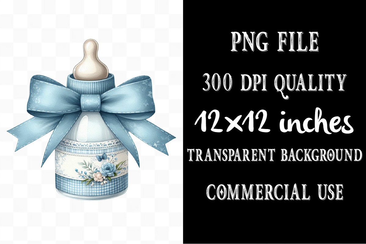 Watercolor Blue Toile Baby Clipart, an Illustration by Designking (Photo 4 of 5)