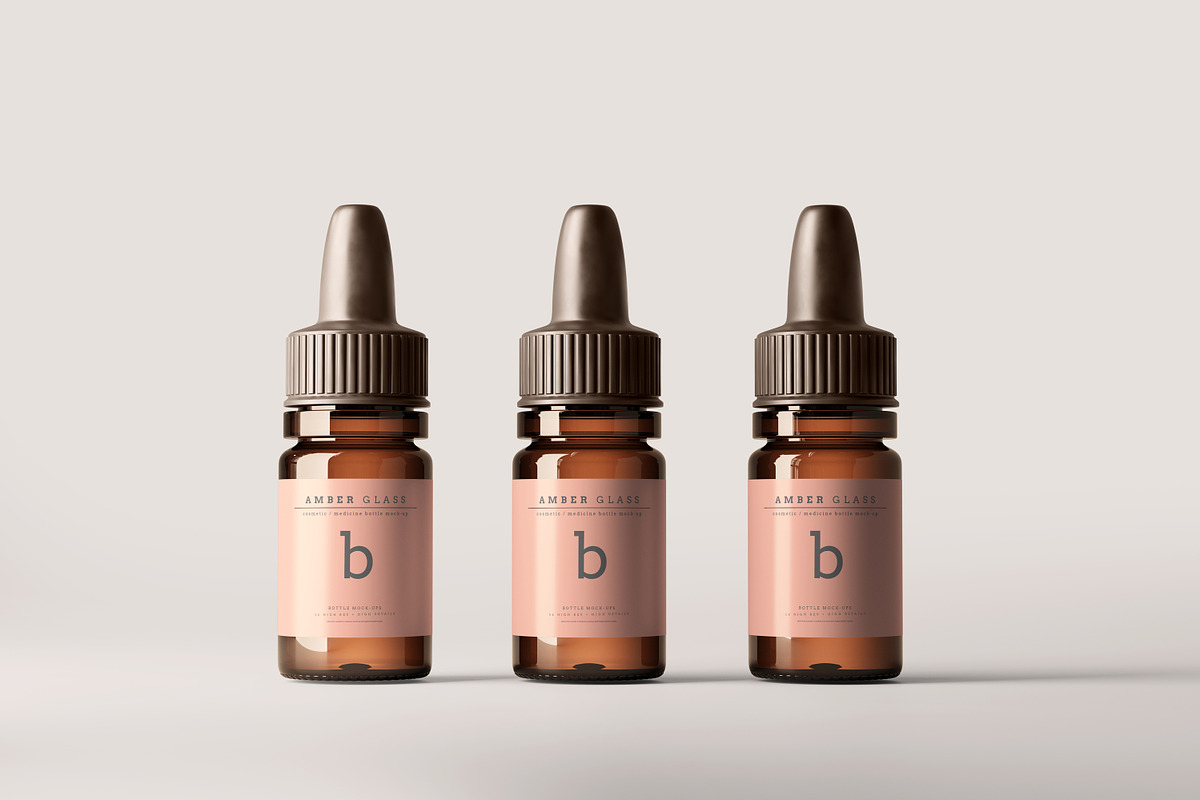 Amber Glass Dropper Bottle Mockups, a Cups & Container Mockup by pmvch (Photo 12 of 20)
