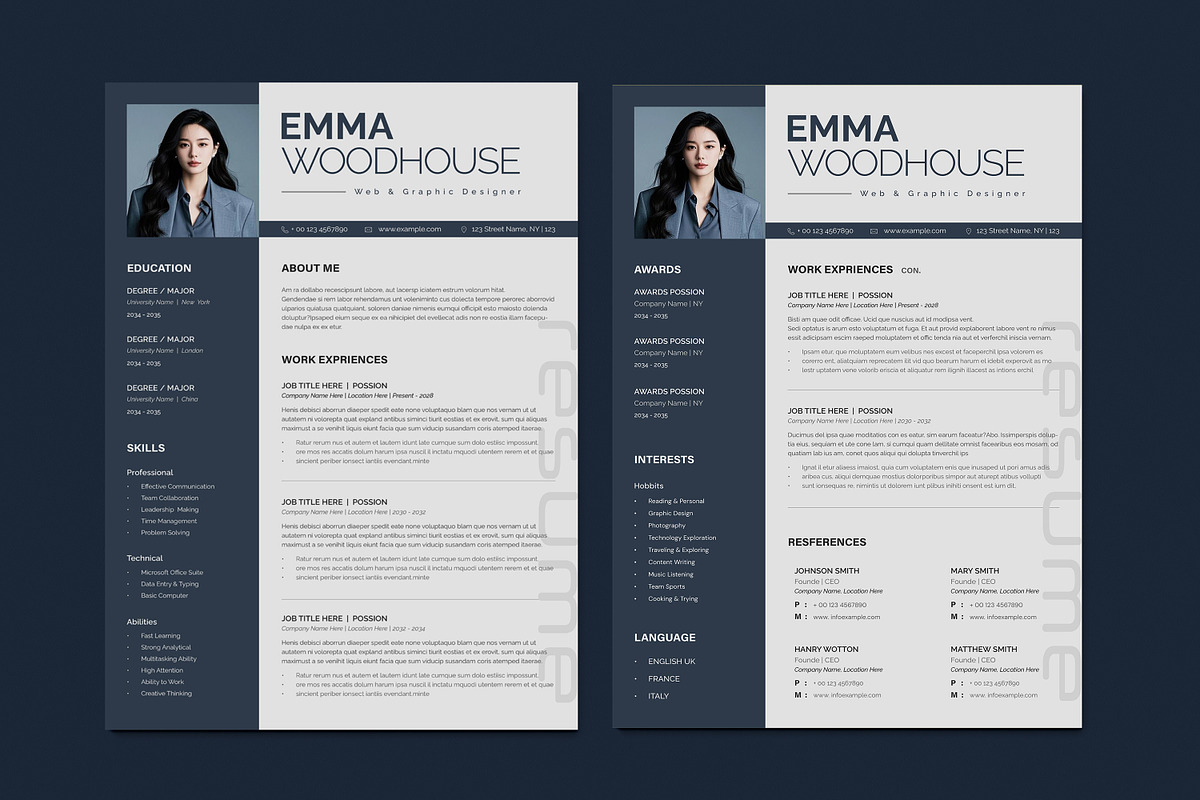 Resume Template 3 Pages with Photo, a Resume Template by Creatiya Type (Photo 2 of 4)