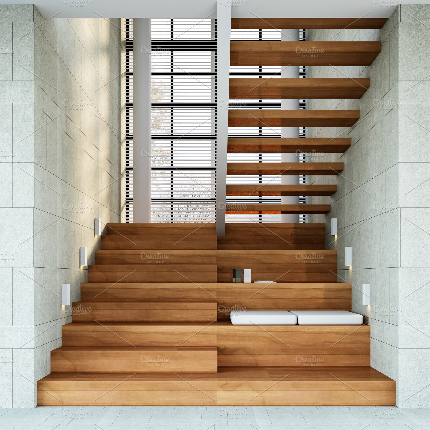 Interior of Modern wooden staircase, an Architecture Photo by TONTECTONIX
