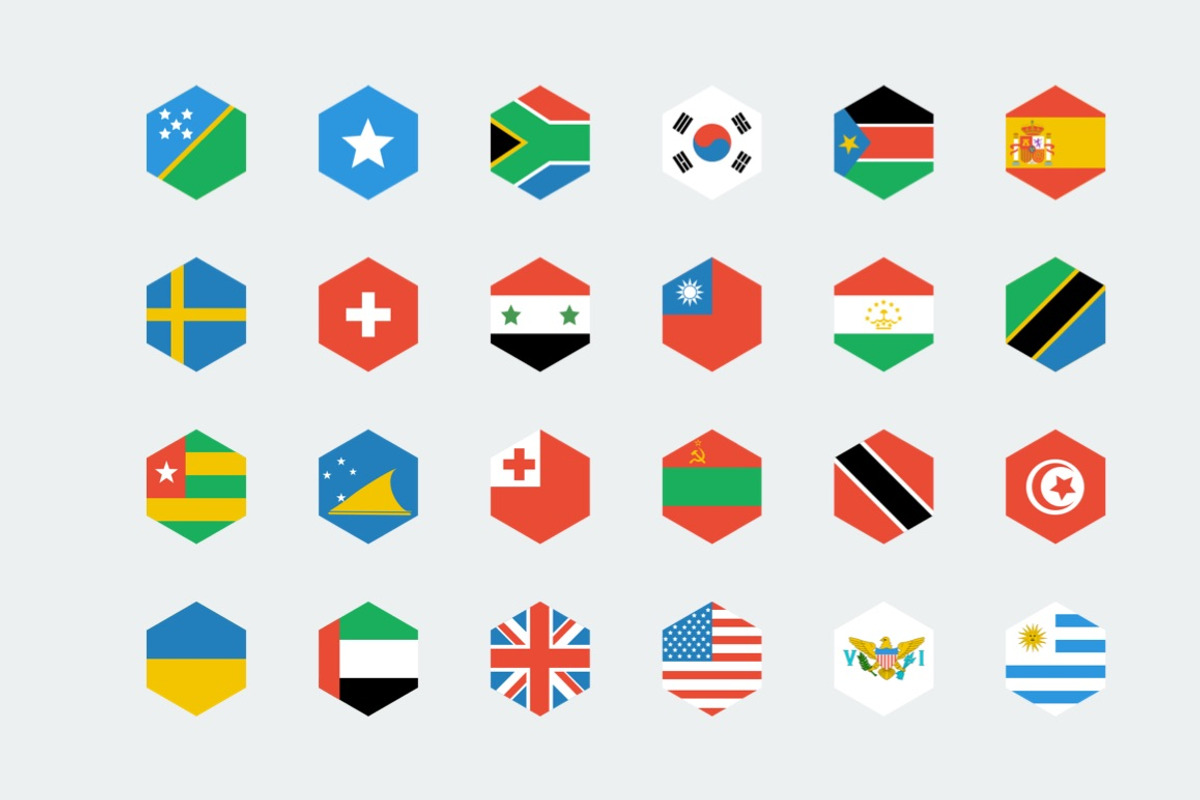 Hexagon world flags, an Icon by Xinh Studio (Photo 2 of 5)