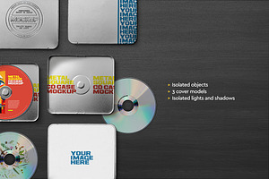 CD Case Mockup Metal Square Box Tin