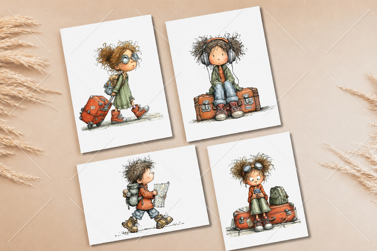 Whimsical Traveler Girl Clipart PNG, a Seasonal Illustration by Canvas Craft (Photo 9 of 10)
