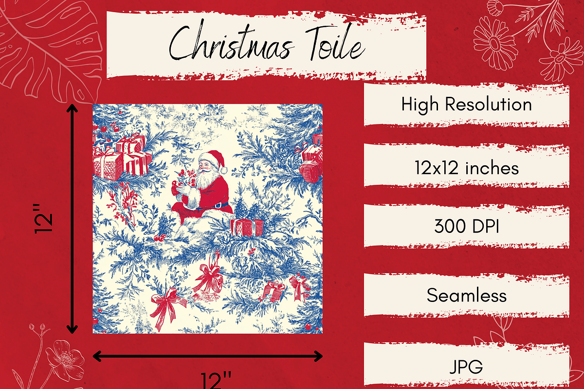 Christmas Toile Chinoiserie Pattern, a Pattern Graphic by Paper & Pattern Studio (Photo 4 of 9)