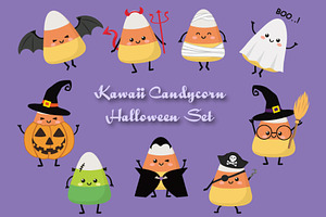 Kawaii Candycorns Halloween Set