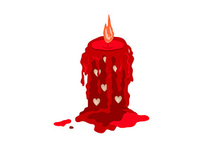 A red burning candle with melting, an Object Illustration by Toltemara