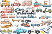 Watercolor Transportation Clipart, a Transportation Illustration by CropUp Creative (Thumbnail 1 of 5)