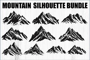 Mountain Tree Silhouette Bundle, a Graphic by balal