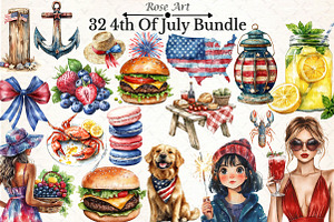 4th Of July Clipart Bundle, a Seasonal Illustration by Rose Art