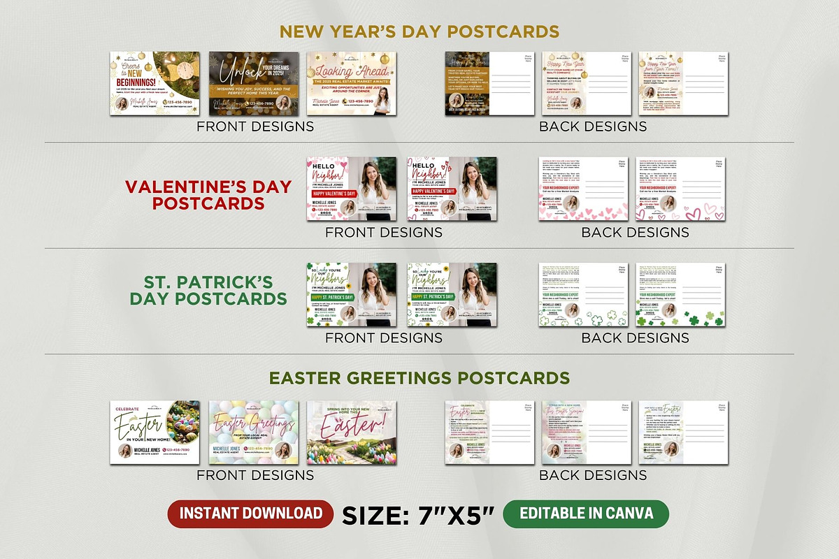 Real Estate Holiday Postcards Canva, a Card Template by CreativeVinesStore (Photo 2 of 8)