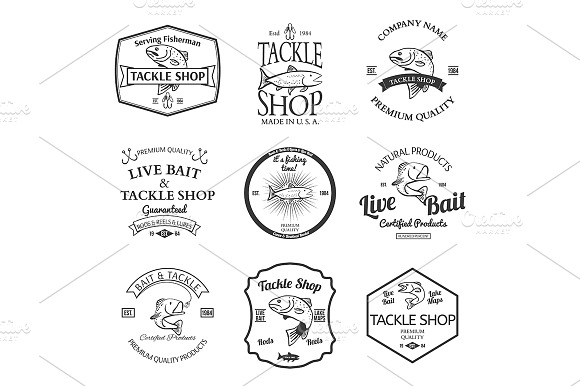 Tackle And Bait Shop Label Design