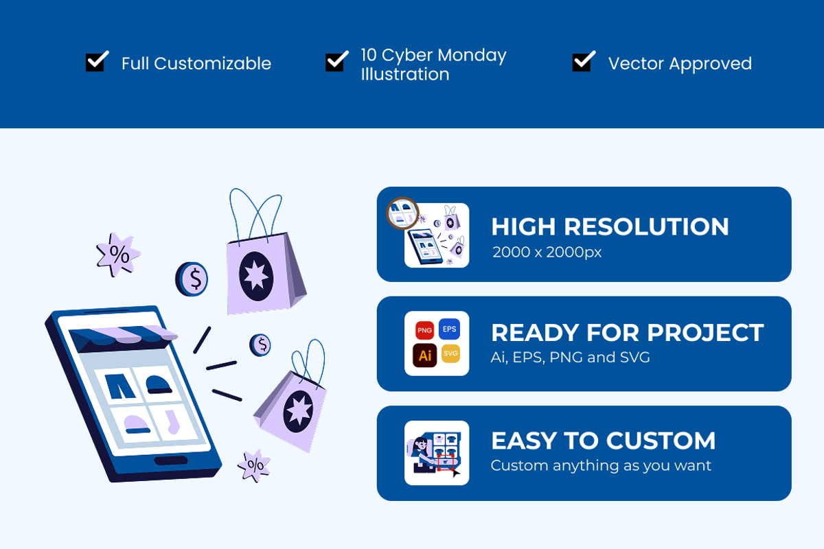 Cyber Monday Illustration Pack, a Seasonal Illustration by Loin Studio (Photo 2 of 4)