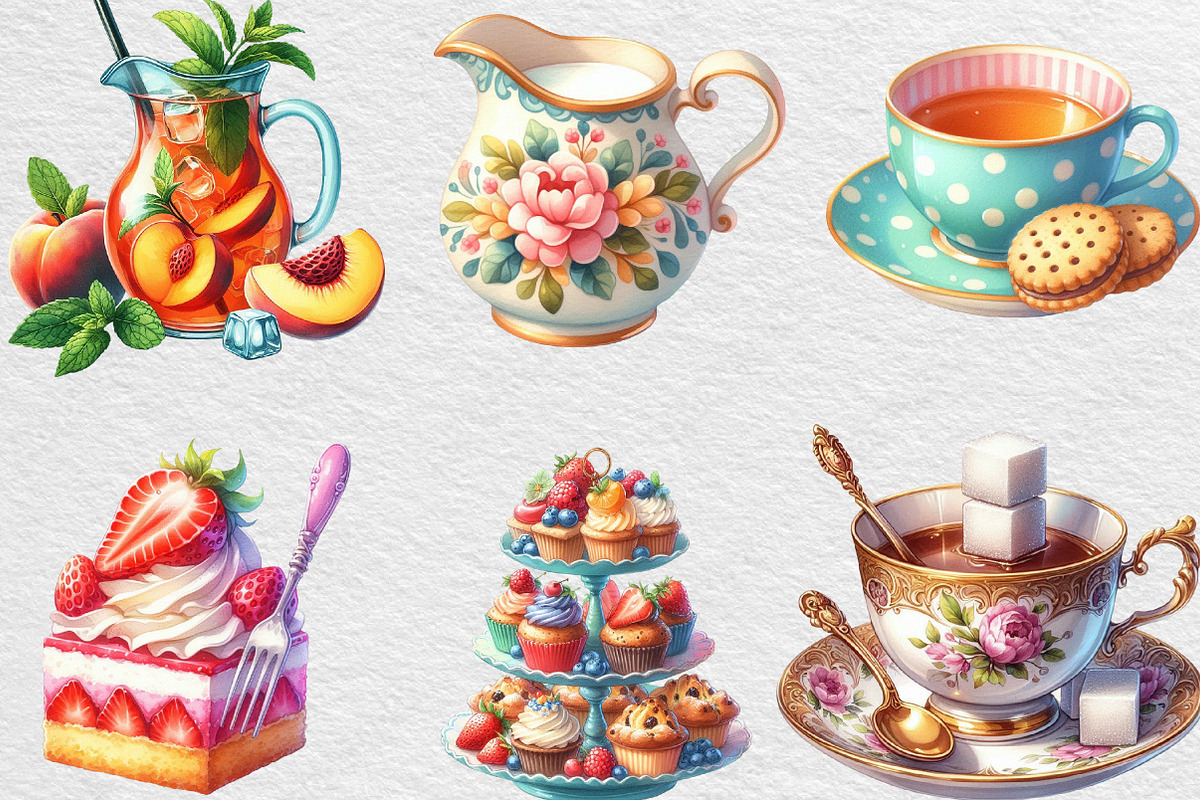Summer Tea Party Set Clipart, an Illustration by Black Bird Studio (Photo 2 of 6)