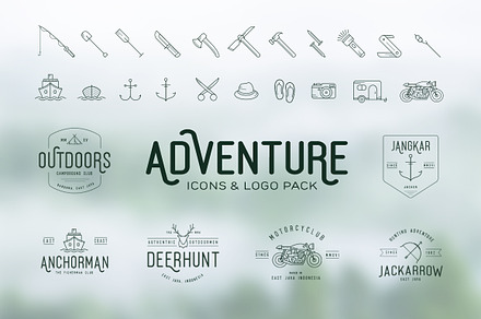Adventure Icons + Vintage Logo Pack