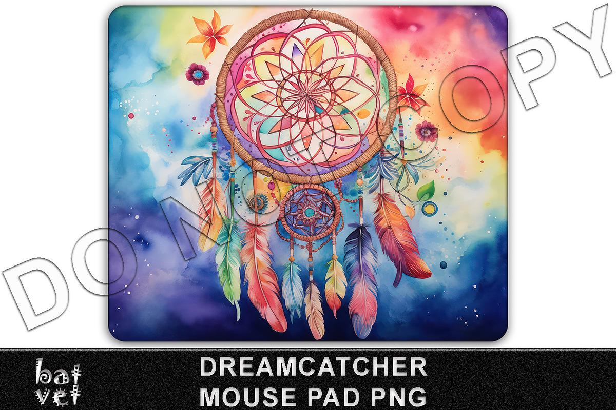 Watercolor Dreamcatcher Mousepad PNG, an Object Graphic by BatVetDesigns (Photo 1 of 3)