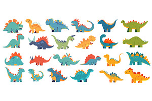 Cartoon dinosaur set. Ancient, an Animal Illustration by Stock-Smart-Start