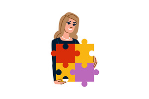 Businesswoman holding four colorful, an Object Illustration by pikepicture