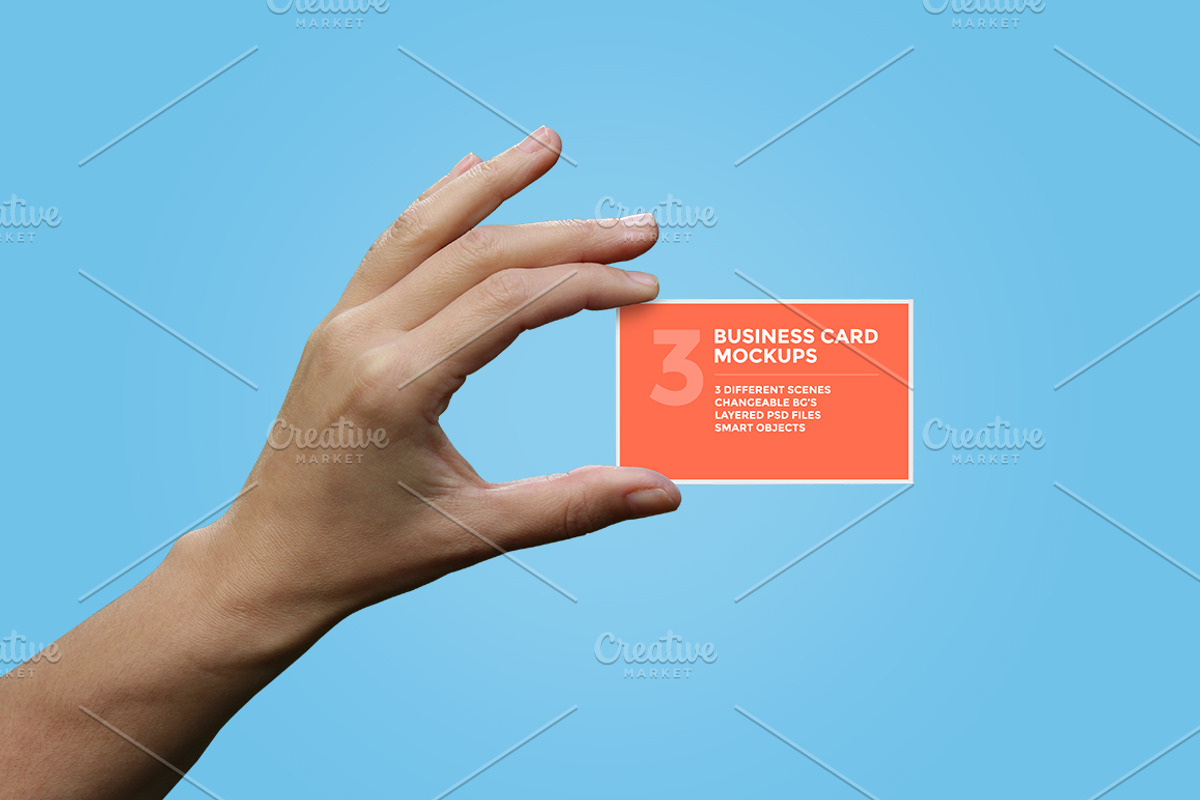 Hands Holding Business Card Mockups, a Print Template by Craig Barber (Photo 1 of 3)