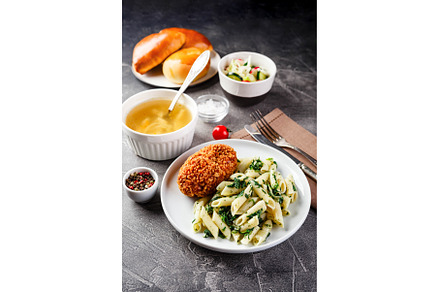 Dinner table with different dishes
