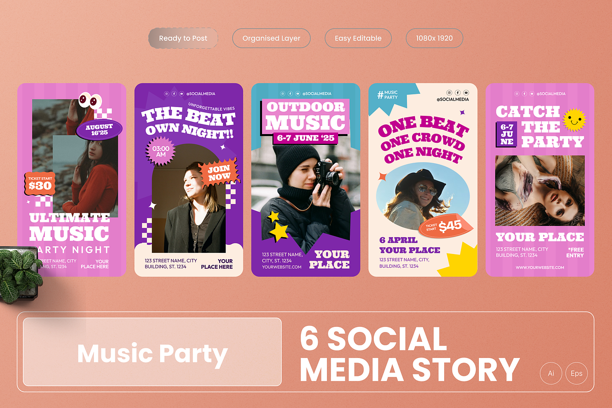 Music Party Instagram Story, a Social Media Template by MMPixelCraft (Photo 1 of 4)