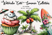 Watercolor Cute Summer Collection, an Illustration by CreationArt (Thumbnail 1 of 7)