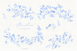 Porcelain Cobalt Blue Floral Clipart