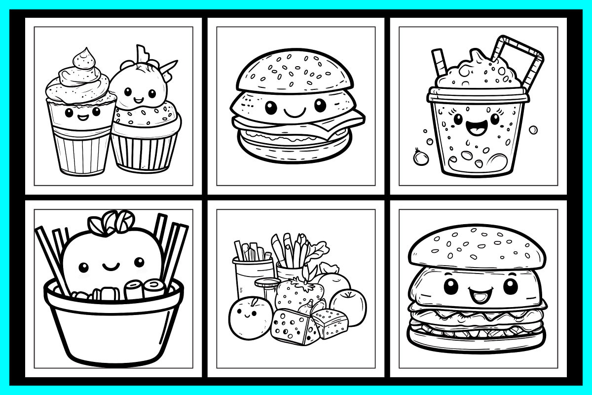 Kawaii Food Coloring Pages, a Food Illustration by protabsorkar11 (Photo 3 of 7)