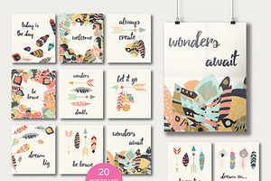 37 Feather Patterns, 20 Postcards