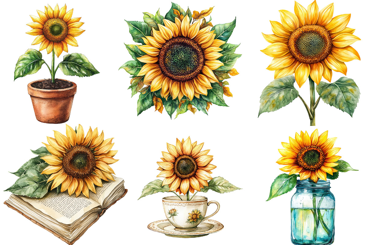 Autumn Sunflowers Clipart, an Illustration by Designworld (Photo 3 of 6)