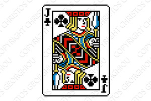 Pixel Art Style Jack of Clubs, an Illustration by Christos Georghiou