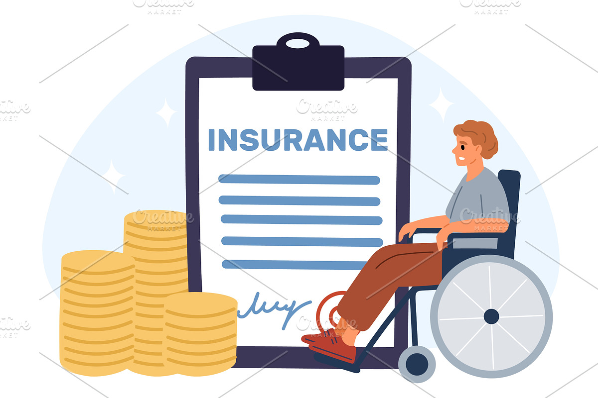 Disability insurance. Man in, a Healthcare Illustration by Vectorbuum