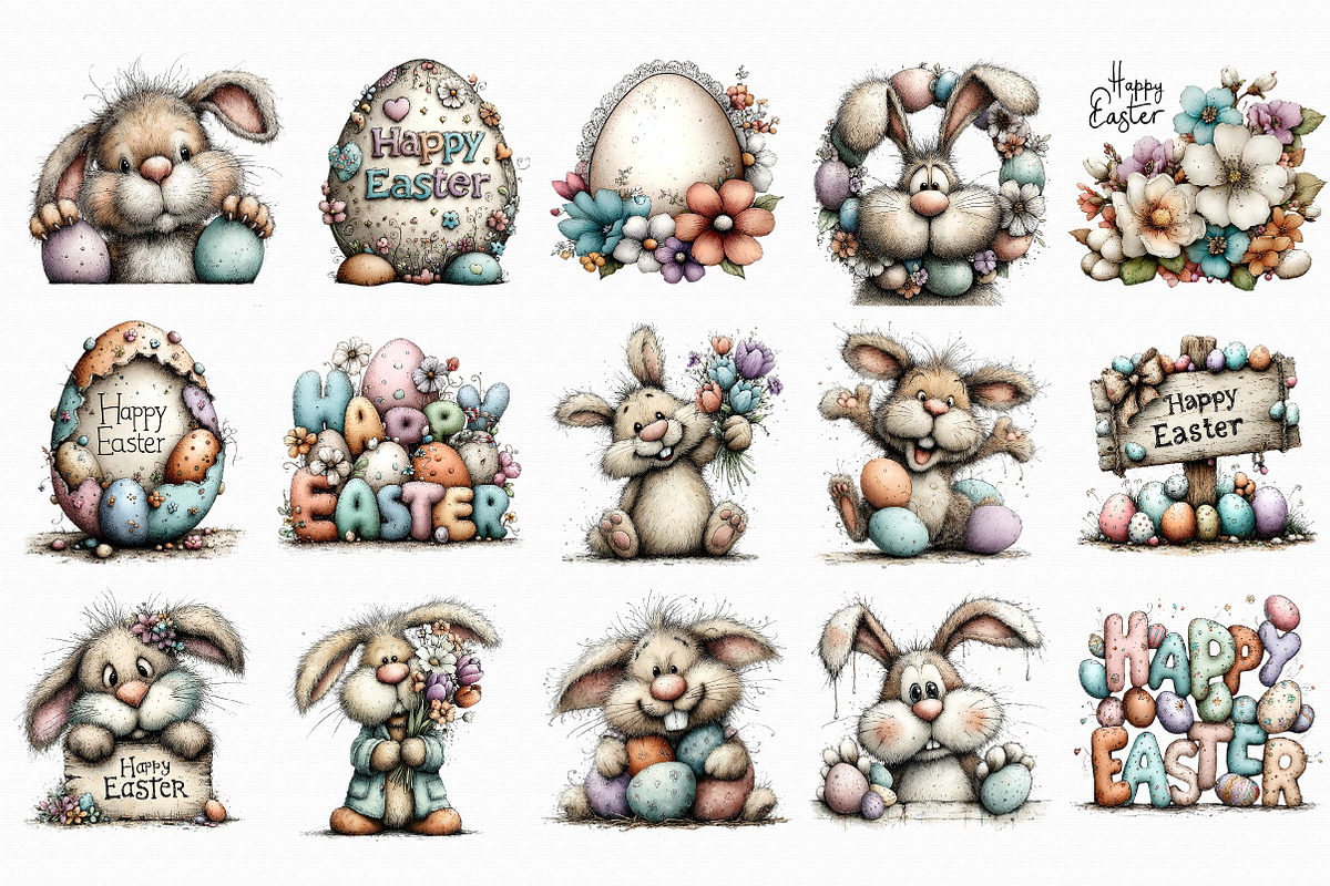 Happy Easter Clipart Bundle, an Illustration by Libby Wishes (Photo 2 of 6)