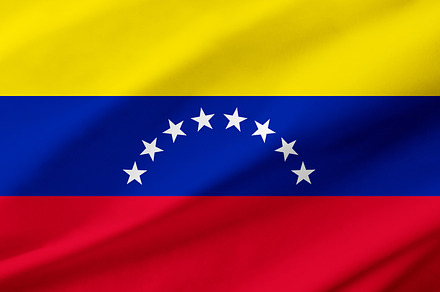 Venezuela flag background with waving fabric texture