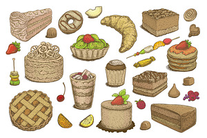 Hand Drawn Desserts Vector Set