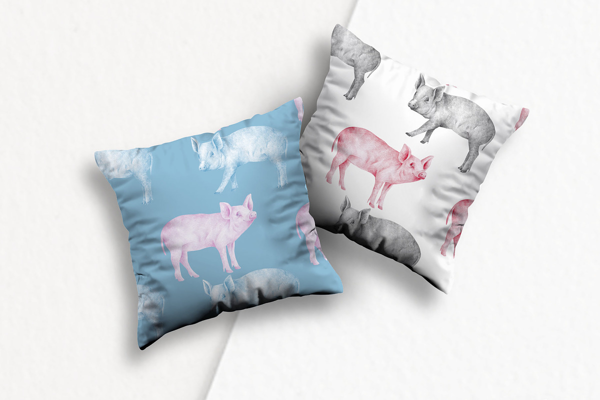 Hand drawn Illustrations Pigs, an Animal Illustration by Greek fonts by nantia.co (Photo 4 of 6)