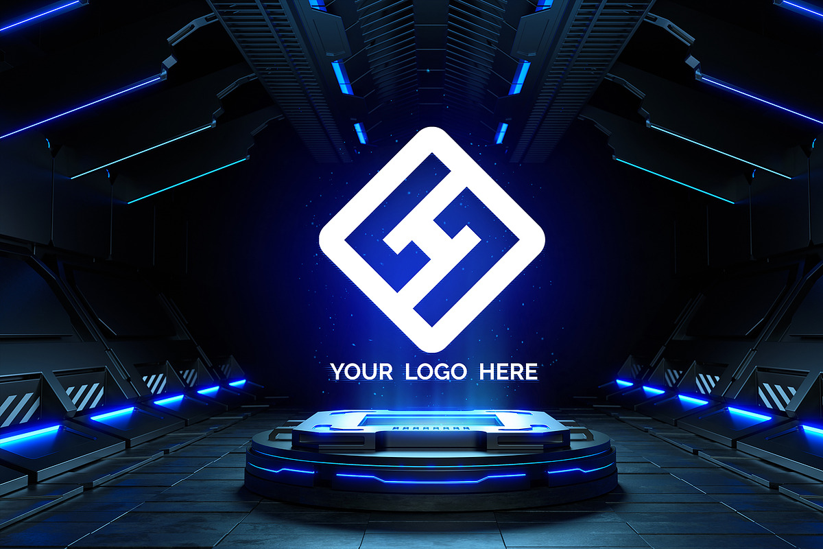 Futuristic pedestal Logo mock-ups, a Product Mockup by S_design (Photo 8 of 12)