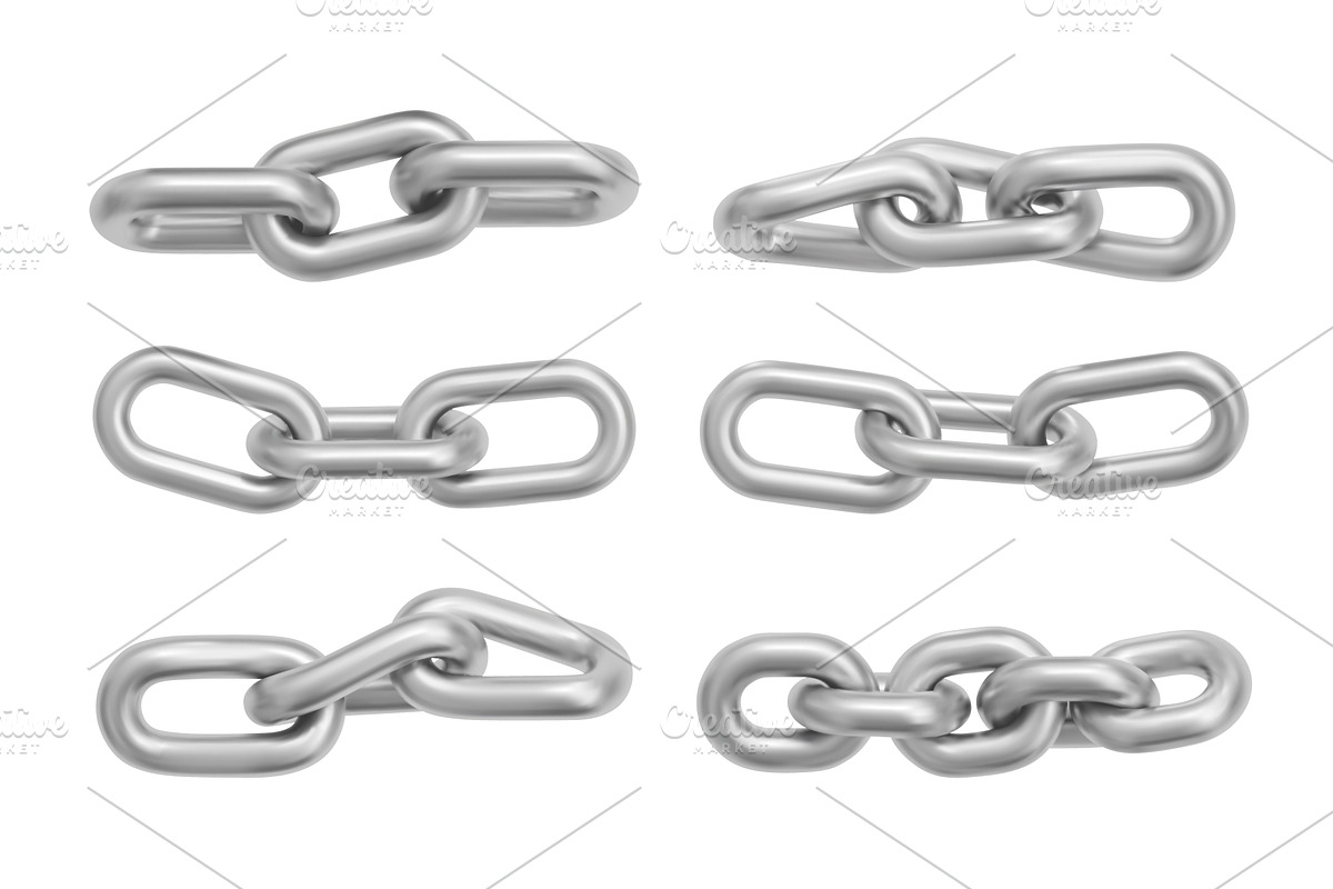 Chrome chain links set isolated on, an Object Illustration by art PVP - market