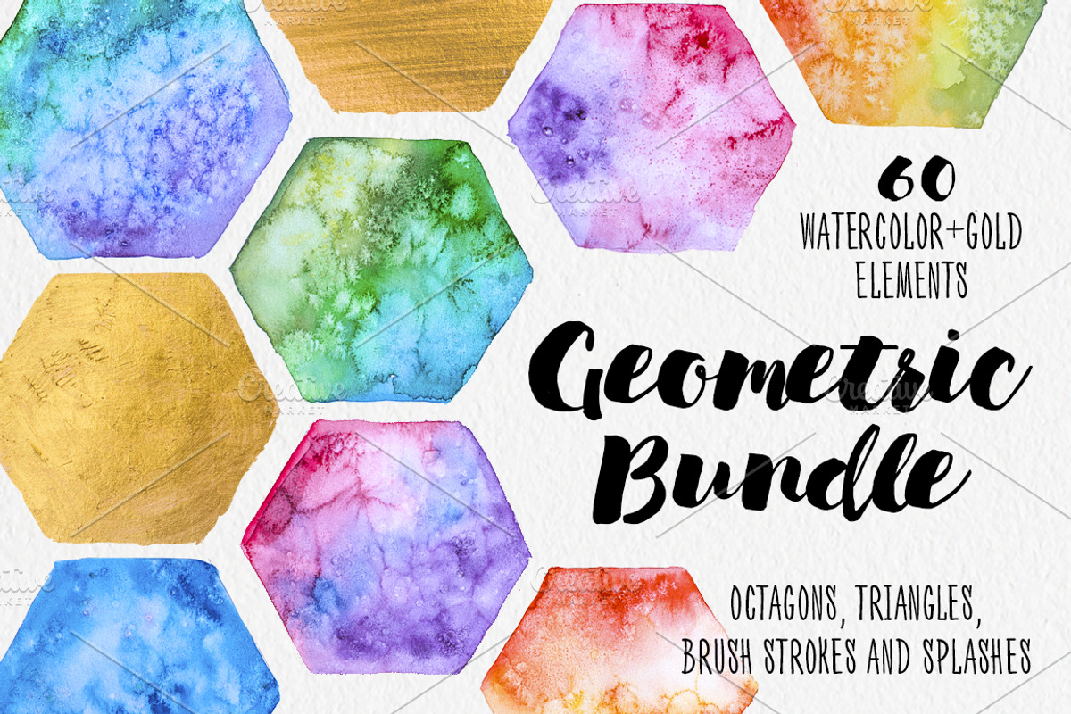 Geometric Watercolor + Gold Bundle, a Texture Graphic by Anna Faun (Photo 1 of 9)