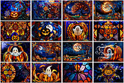 Halloween stained glass background, a Background Graphic by Forhadx5 (Thumbnail 9 of 10)