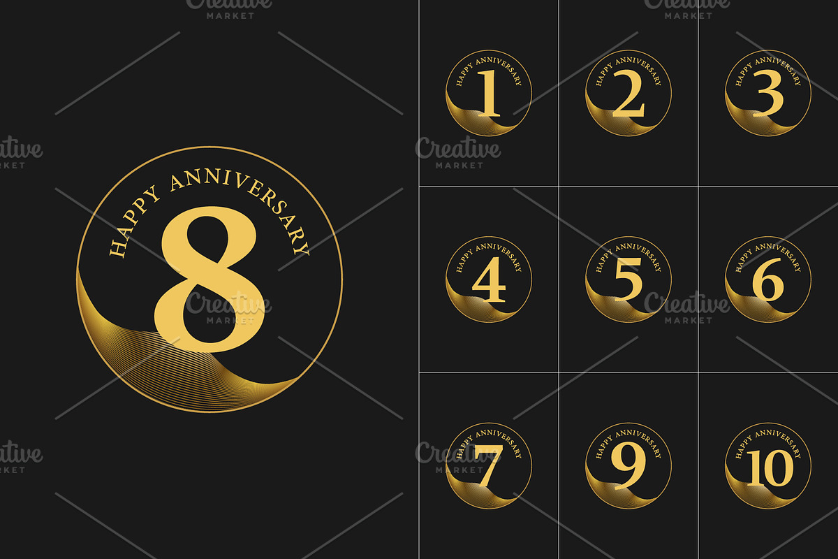 Golden Anniversary logo vector set, a Decorative Illustration by rpdesignstudio