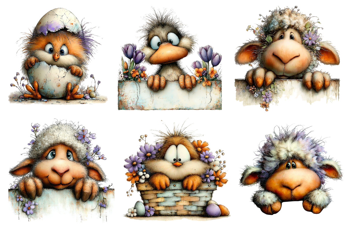 Cute Peeking Easter Animals Clipart, an Illustration by designcity5 (Photo 5 of 5)